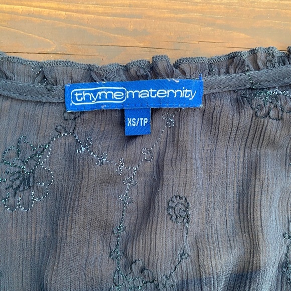 Black Floral Lace Sheer Coverup/Lingerie/Dress | SIZE: MATERNITY XS - Picture 5 of 7